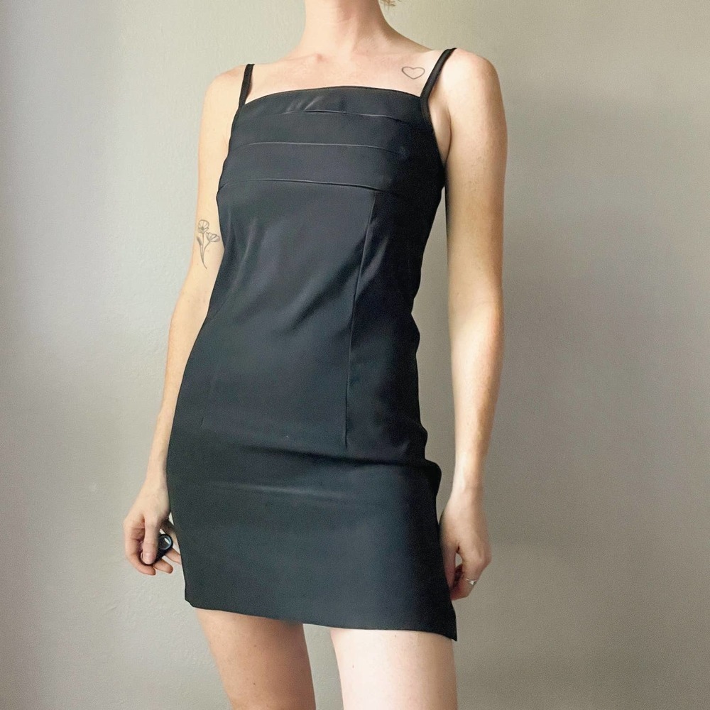 Vintage 1990s Black Babydoll Mini Dress w/ Side Slits